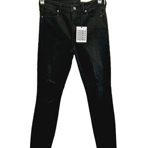NWOT PISTOLA BLACK DISTRESSED COTTON /SPANDEX SKINNY CROPPED DENIM JEANS SIZE 27